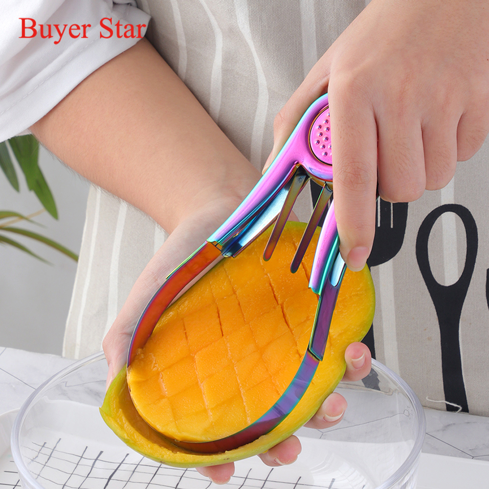 Mango Splitter Tool - ใหม่สแตนเลสสตีลมะม่วง Splitter เครื่องตัดผลไม้เมล็ด Remover Gadget พีช