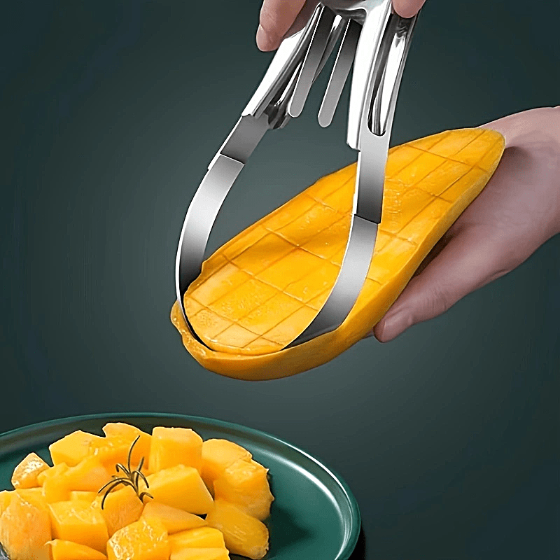 Mango Splitter Tool - เครื่องมือหั่นมะม่วง สแตนเลส สำหรับเอาแกนและหั่นมะม่วง มีดอเนกประสงค์สำหรับตัดผลไม้ เครื่องสกัดเนื้อมะม่วงอย่างรวดเร็ว
