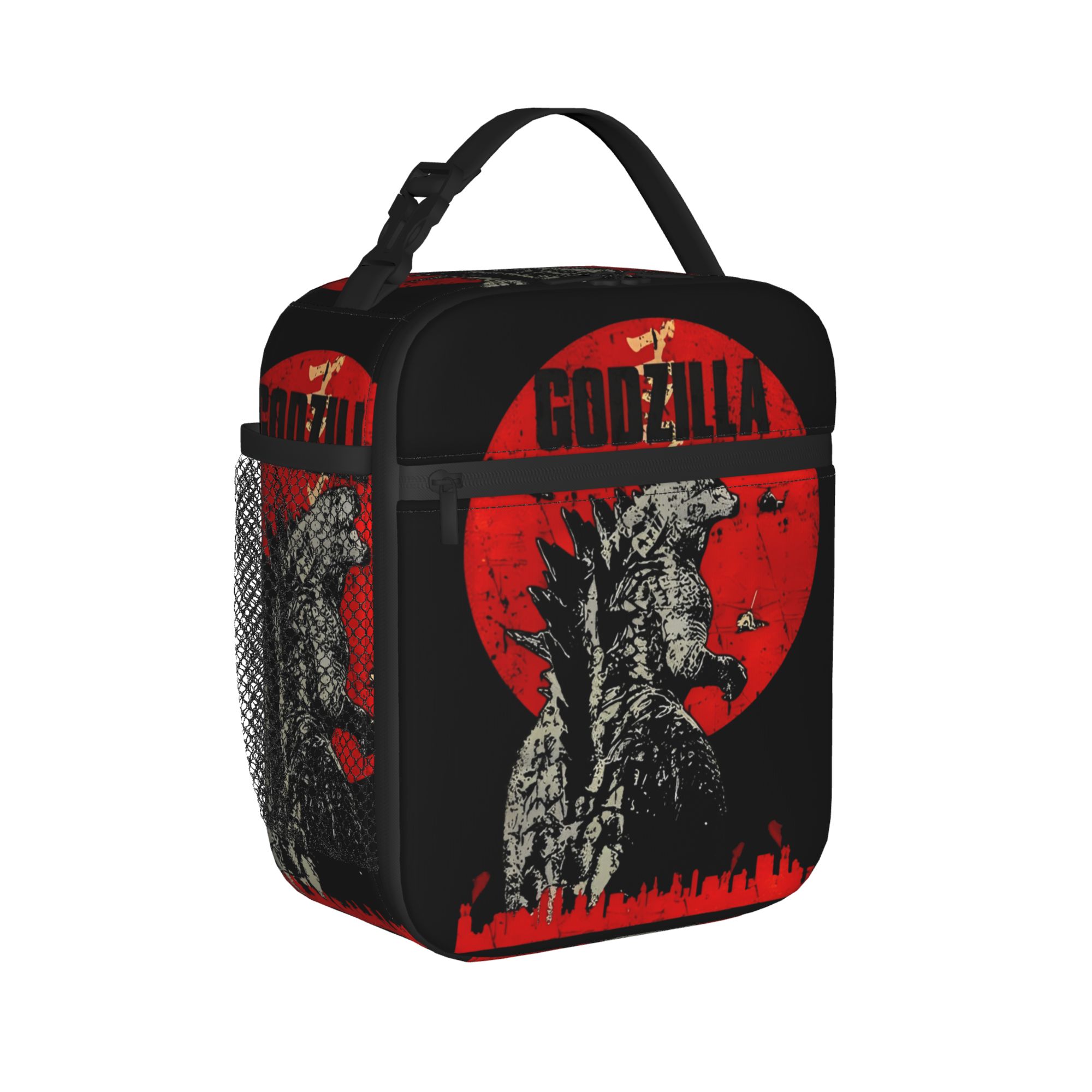 Meal Prep Bag - กระเป๋าใส่อาหารกลางวันแบบมีฉนวนกันความร้อน Godzillaed กระเป๋าเก็บความร้อนแบบใช้ซ้ำได้ กล่องใส่อาหารกลางวันลายอนิเมะ ความจุสูง กระเป๋าหิ้วใส่อาหาร
