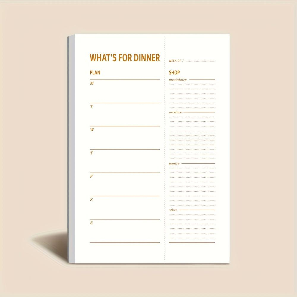 Meal Prep Diet - สมุดบันทึกแผนการรับประทานอาหารประจำวัน 1 เล่ม, 50 แผ่นต่อเล่ม, รายการสิ่งของที่ต้องซื้อแบบฉีกออกได้,