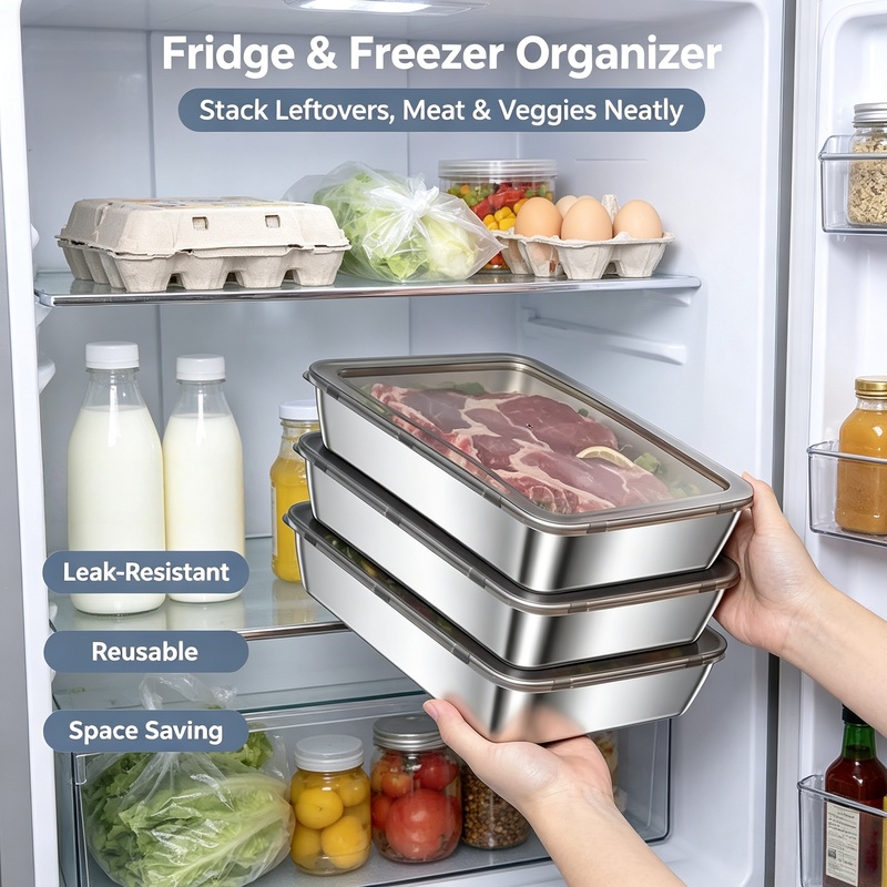 ถาดสแตนเลสทรงสี่เหลี่ยมพร้อมฝา - Meal Prep Seafood บทวิจารณ์และราคา