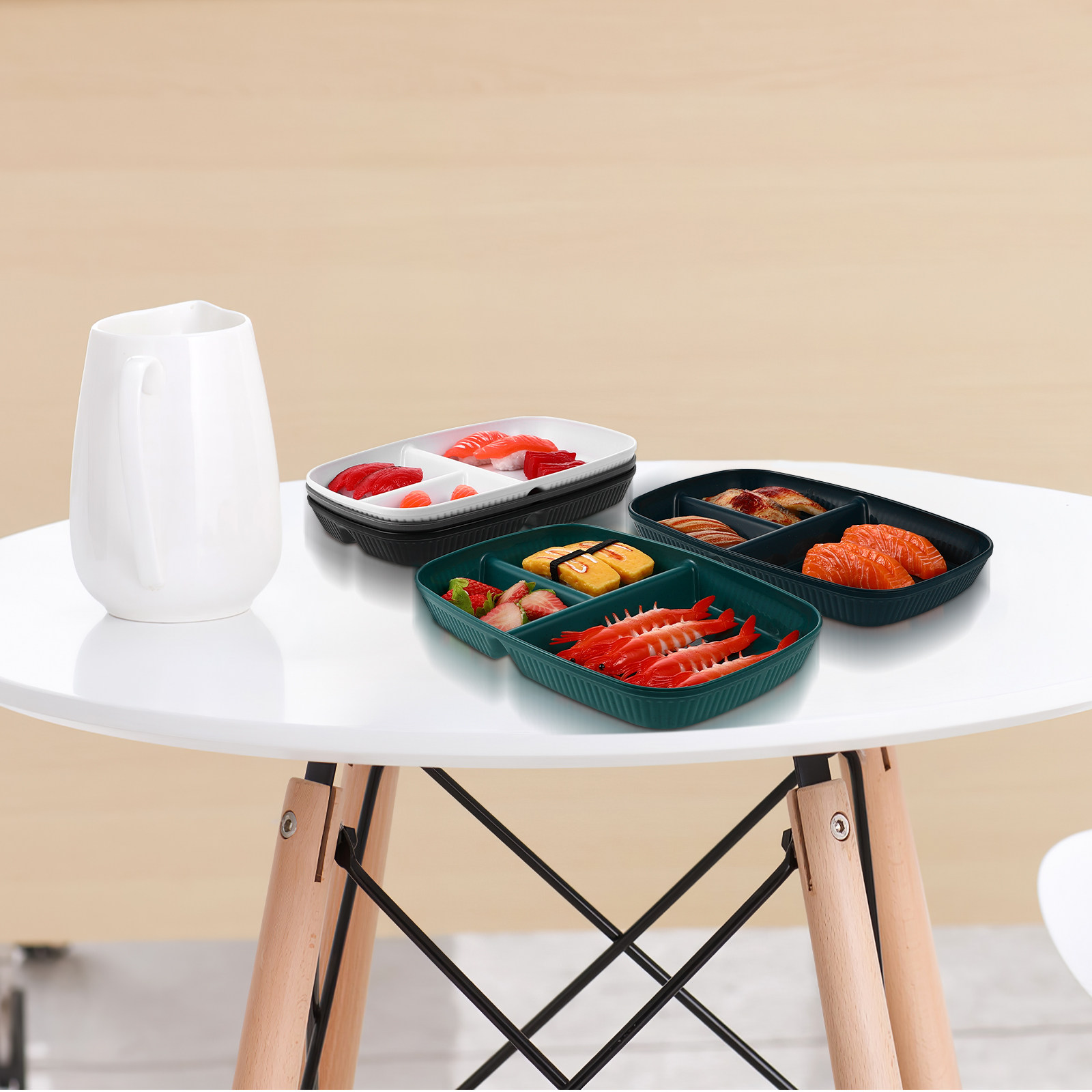 5 ชิ้น จานแบ่งช่องสำหรับควบคุม - Meal Prep Diet บทวิจารณ์และราคา
